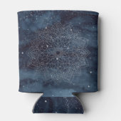 Elegant Modern Silver Mandala Stripe Navy Blue Blikjeskoeler (Achterkant)