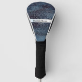 Elegant Modern Silver Mandala Stripe Navy Blue Golfheadcover (Voorkant)