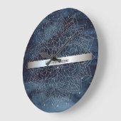 Elegant Modern Silver Mandala Stripe Navy Blue Grote Klok (Hoek)