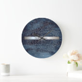 Elegant Modern Silver Mandala Stripe Navy Blue Grote Klok (Huis)