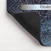 Elegant Modern Silver Mandala Stripe Navy Blue Muismat (Hoek)