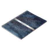 Elegant Modern Silver Mandala Stripe Navy Blue Notitieboek (Linkerzijde)
