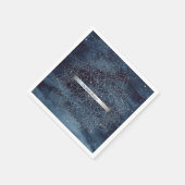 Elegant Modern Silver Mandala Stripe Navy Blue Servet (Hoek)