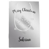 Elegant modern Silver Merry-sneeuwvlok voor kerstm Medium Cadeauzakje (Voorkant)