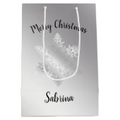 Elegant modern Silver Merry-sneeuwvlok voor kerstm Medium Cadeauzakje (Achterkant)