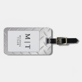 Elegant Modern Silver Monogram Initial Name Bagagelabel (Voorkant horizontaal)