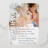 Elegant  Modern Silver Photo Wedding Folie Uitnodiging (Voorkant)