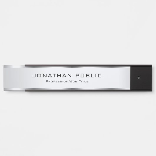 Elegant Modern Silver Sjabloon Trendy Custom Deurbordje (Voorkant)