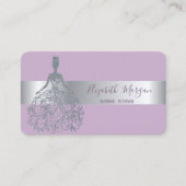 Elegant Modern Silver Stripe Glitter Dress Visitekaartje (Voorkant)