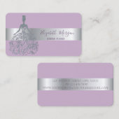 Elegant Modern Silver Stripe Glitter Dress Visitekaartje (Voorkant / Achterkant)