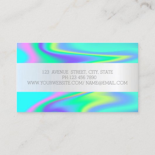 Elegant Modern Silver Stripe, holografisch Visitekaartje (Achterkant)