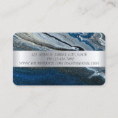 Elegant Modern Silver Stripe Lotus Blue Marble Visitekaartje (Achterkant)