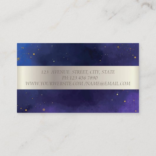 Elegant Modern Silver Stripe Lotus Blue Visitekaartje (Achterkant)