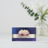 Elegant Modern Silver Stripe Lotus Blue Visitekaartje (Staand voorkant)