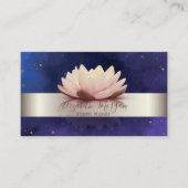 Elegant Modern Silver Stripe Lotus Blue Visitekaartje (Voorkant)