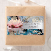 Elegant Modern Silver Stripe Lotus Marble Etiket (Insitu)