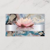 Elegant Modern Silver Stripe Lotus Marble Gold Visitekaartje (Voorkant)