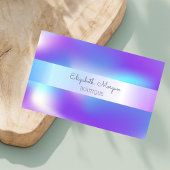 Elegant Modern Silver Stripe, Ombre Holographic Visitekaartje