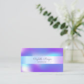 Elegant Modern Silver Stripe, Ombre Holographic Visitekaartje (Staand voorkant)