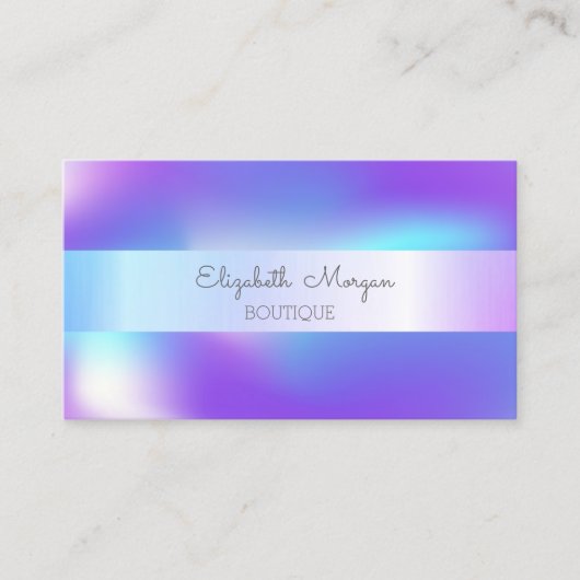 Elegant Modern Silver Stripe, Ombre Holographic Visitekaartje (Voorkant)
