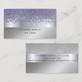 Elegant Modern, Silver Stripe Violet Diamonds Visitekaartje (Voorkant / Achterkant)