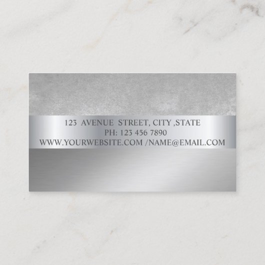 Elegant Modern, Silver Stripe Violet Diamonds Visitekaartje (Achterkant)