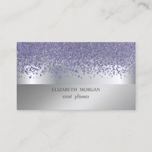 Elegant Modern, Silver Stripe Violet Diamonds Visitekaartje (Voorkant)