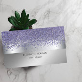 Elegant Modern, Silver Stripe Violet Diamonds Visitekaartje
