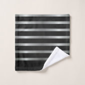 Elegant Modern Silver Stripes op Black Bad Handdoek (Wasdoekje)