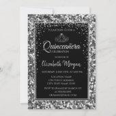 Elegant Modern Silver Tiara, Sequins Quinceanera Kaart (Voorkant)