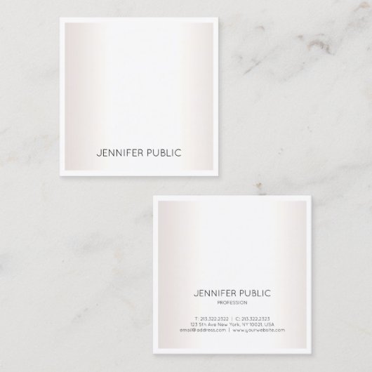 Elegant Modern Simpl Faux Silver Plain Chic Luxury Vierkante Visitekaartje (Voorkant / Achterkant)