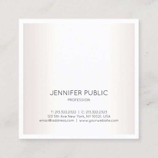Elegant Modern Simpl Faux Silver Plain Chic Luxury Vierkante Visitekaartje (Achterkant)