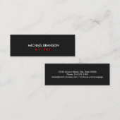 Elegant Modern Simple Black RED-minimalist Mini Visitekaartje (Voorkant / Achterkant)