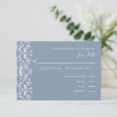 Elegant Modern Simple Dusty Blue Filigree RSVP Kaartje (Staand voorkant)