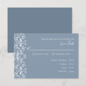 Elegant Modern Simple Dusty Blue Filigree RSVP Kaartje (Voorkant / Achterkant)
