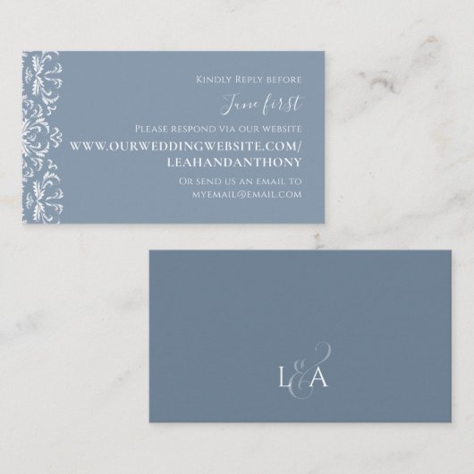 Elegant modern Simple Dusty Blue via website Informatiekaartje (Voorkant / Achterkant)