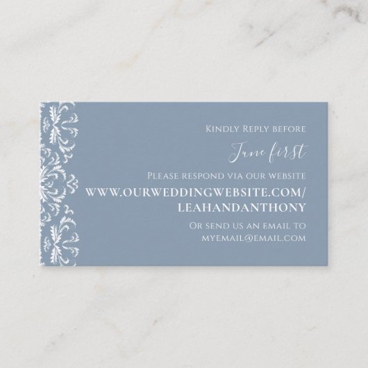 Elegant modern Simple Dusty Blue via website Informatiekaartje (Voorkant)