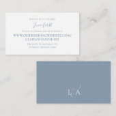 Elegant modern Simple Dusty Blue via website RSVP Informatiekaartje (Voorkant / Achterkant)