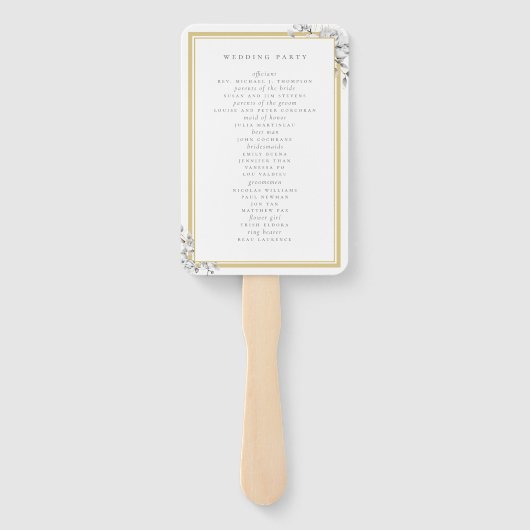 Elegant modern Simple Gold Lijst Wedding Program Handwaaier (Achterkant)