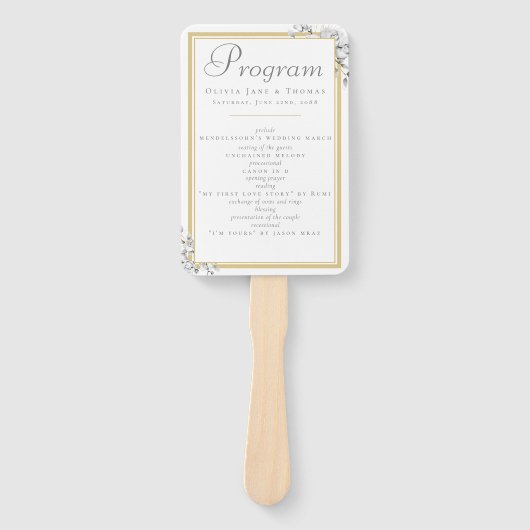 Elegant modern Simple Gold Lijst Wedding Program Handwaaier (Voorkant)