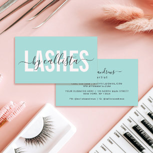 Elegant Modern Simple Mint Typography Lashes Visitekaartje