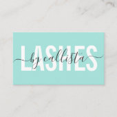 Elegant Modern Simple Mint Typography Lashes Visitekaartje (Voorkant)