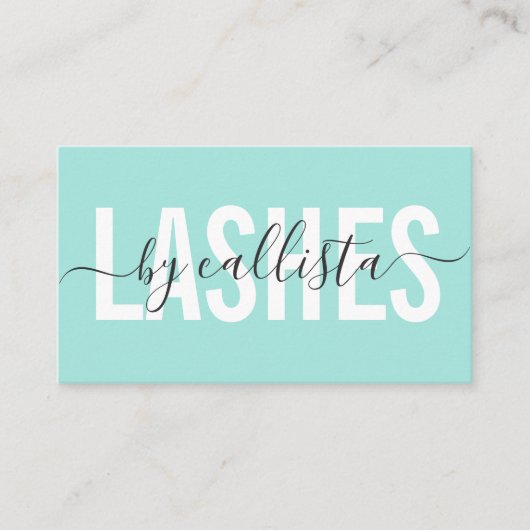 Elegant Modern Simple Mint Typography Lashes Visitekaartje (Voorkant)