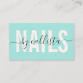 Elegant modern Simple Mint Typography Nail Artist Visitekaartje (Voorkant)