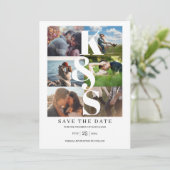 Elegant modern Simple Photo Collage Name Initialen Save The Date (Staand voorkant)