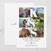 Elegant modern Simple Photo Collage Name Initialen Save The Date (Voorkant / Achterkant)