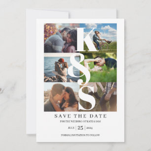 Elegant modern Simple Photo Collage Name Initialen Save The Date