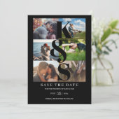 Elegant Modern Simple Photo Collage Names Wedding Save The Date (Staand voorkant)