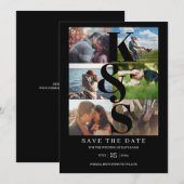 Elegant Modern Simple Photo Collage Names Wedding Save The Date (Voorkant / Achterkant)