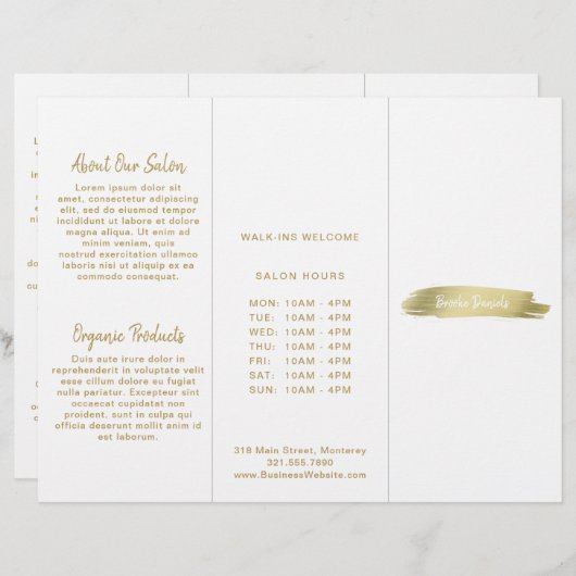 Elegant modern Simple Salon Gold-drievoudig brochu (Voorkant / Achterkant)